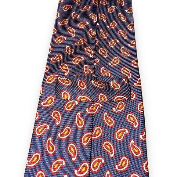 Etro Milano Red & Navy Blue Paisley Made in Italy Necktie - Picture 4 of 7